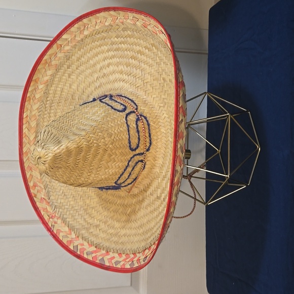 3 for $20 Mexican palm straw Sombrero, multi-colored hat, with chin strap. - Picture 1 of 5